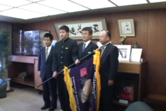 三島高校ラグビー部　初優勝　花園に向けて市長室訪問　　市長室