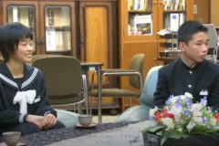 全国都道府県対抗駅伝競走大会選抜　石川愛海さんと鈴木啓文くんが　市長を表敬訪問