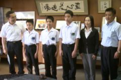 川之江北中学校の生徒が　空手の全国大会出場を市長に報告