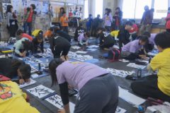 えひめ子ども観光大使　三島高校　書道部と交流体験