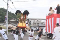 街かど百景：川之江秋祭り　金田地区練り歩き・統一寄せ