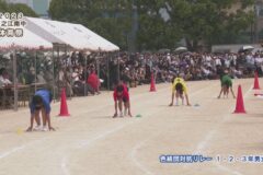 ８．色組団対抗リレー（１・２・３年男女）　２０２３年度川之江南中学校 体育祭